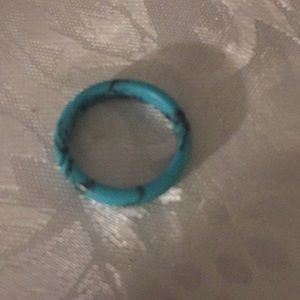 Turquoise  & Navy blue streak size 8 ring